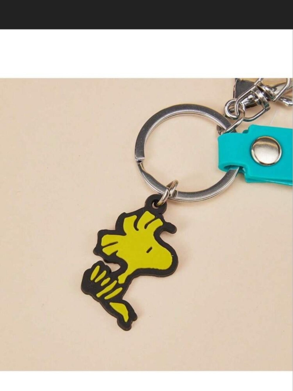 Peanuts Snoopy & Woodstock Keychain with Teal Strap - Picture 2 of 3